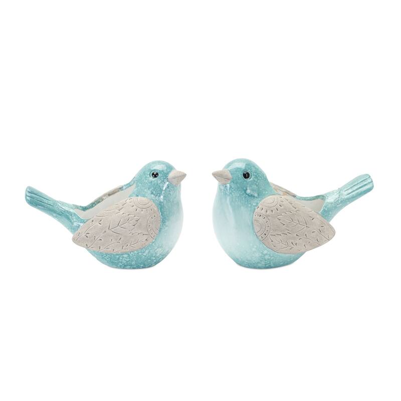 Bird Figurine Garden Planters - 7.75" - Set of 2