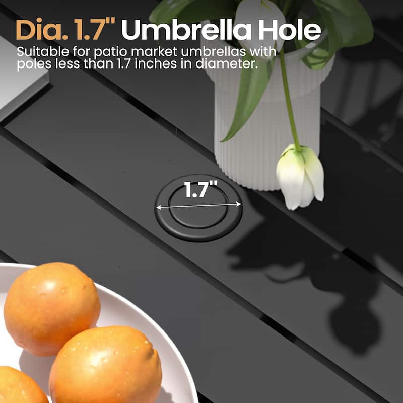 VredHom Outdoor Aluminum Dining Table with Umbrella Hole