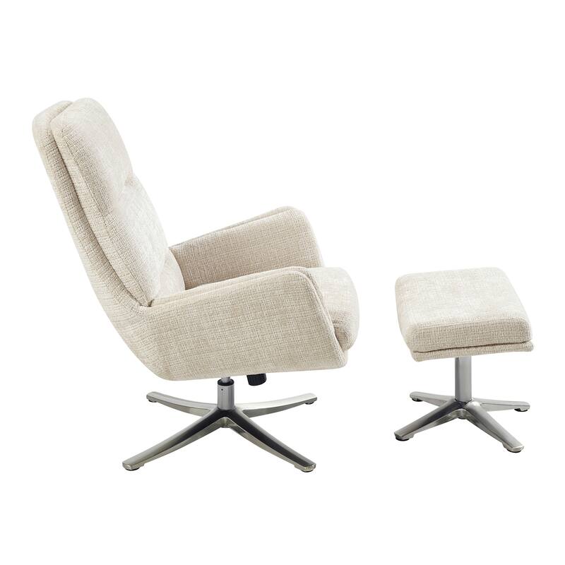 Pax 29" Chenille Swivel Chair with Ottoman - Metal Base