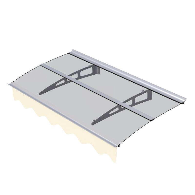 Series Door Window Awning Canopy Made of 0.137Inch Thick Crystal Solid Polycarbonate Sheet and Aluminum Alloy with Valance
