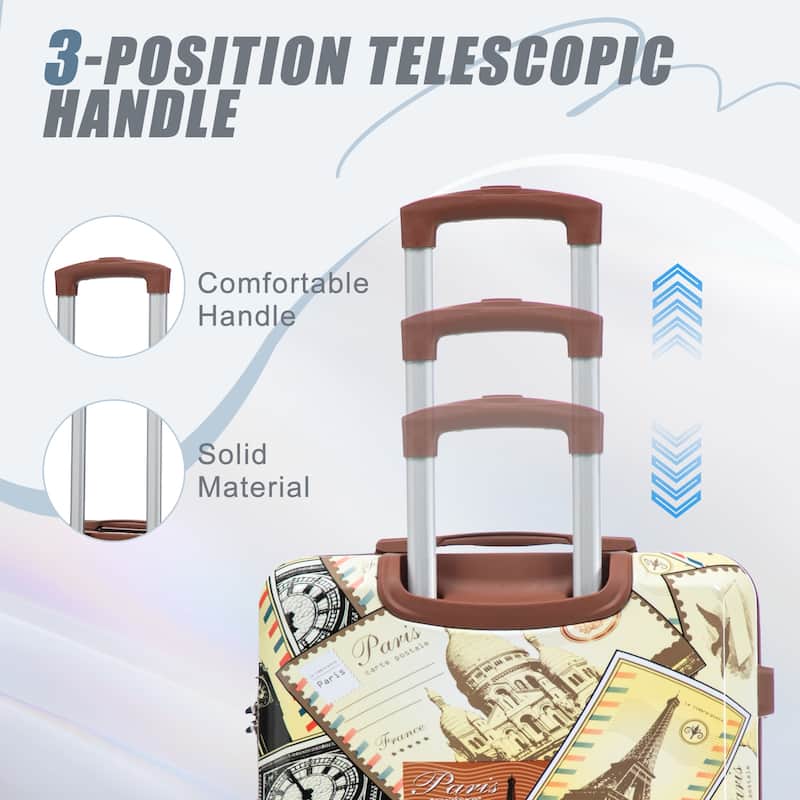 20"/24"/28" 3 pcs/set in PC Spinner Wheel Luggage, Carry on Suitcase, With Printed pattern and Combination Lock