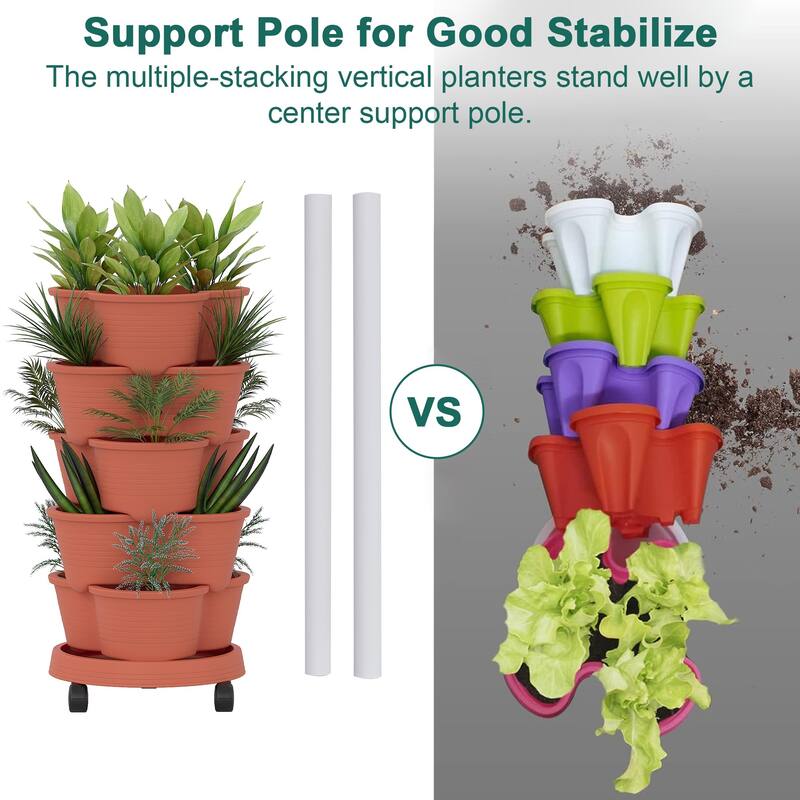 Vertical Strawberry Planter 5 Tier Hanging Vertical Gardening Planter Stackable Garden Tower Pot for Strawberries Flowers