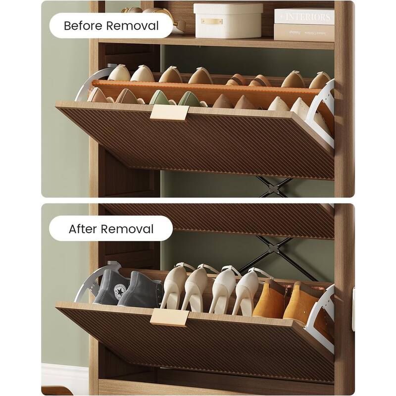 Shoe Storage Cabinet with 2 Large Flip Drawers Shoe Rack Cabinet