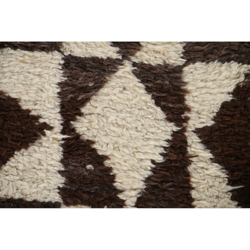 Anatolian Turkish Runner Rug Handmade Geometric Beige Wool Carpet - 3'3"x 12'5"