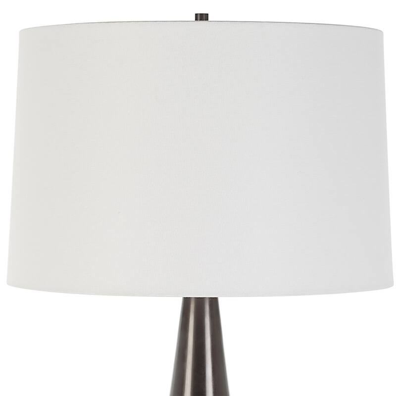 Crackled Table Lamp with Tapered Shade - 30.5" - White and Black