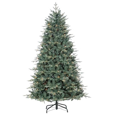 6.5 Foot Natural Cut Blue Spruce with 300 Warm White LED lights - N/A