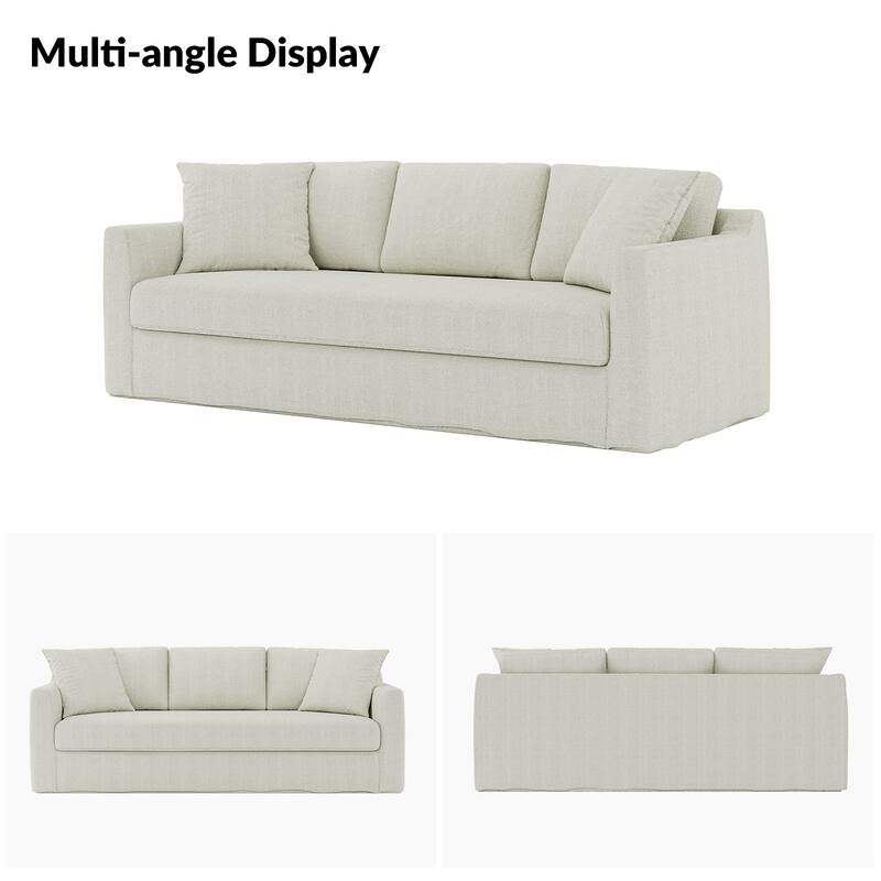 Riccardo 85" Modern Slipcovered Sofa with Square Flange Arm by HULALA HOME