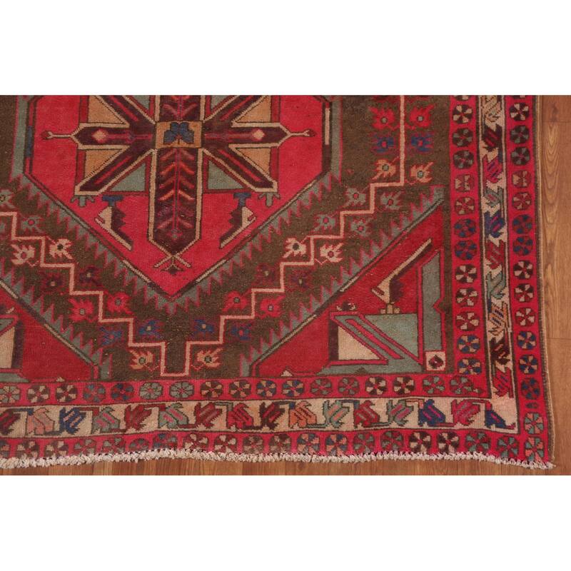 Meshkin Persian Vintage Area Rug Handmade Wool Carpet - 4'8" x 10'6"