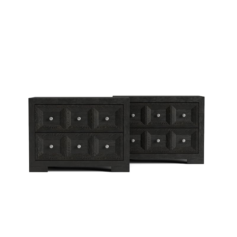 Furniture of America Durem Modern Classic Wood 2-Drawer Oversized Nightstand with USB Ports (Set of 2)