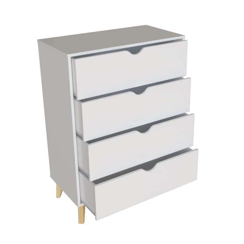 Mid Century Modern Tall 4-Drawer Dresser