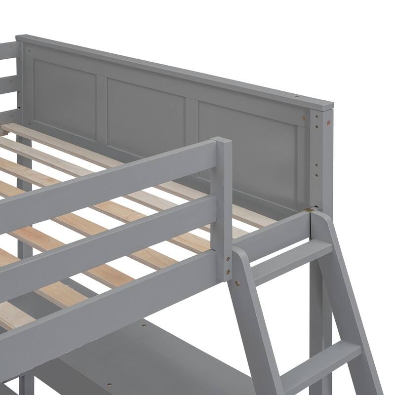 Modern Full Over Full Versatility Galore Bunk Bed with Desk, Gray On Sale Bed Bath & Beyond