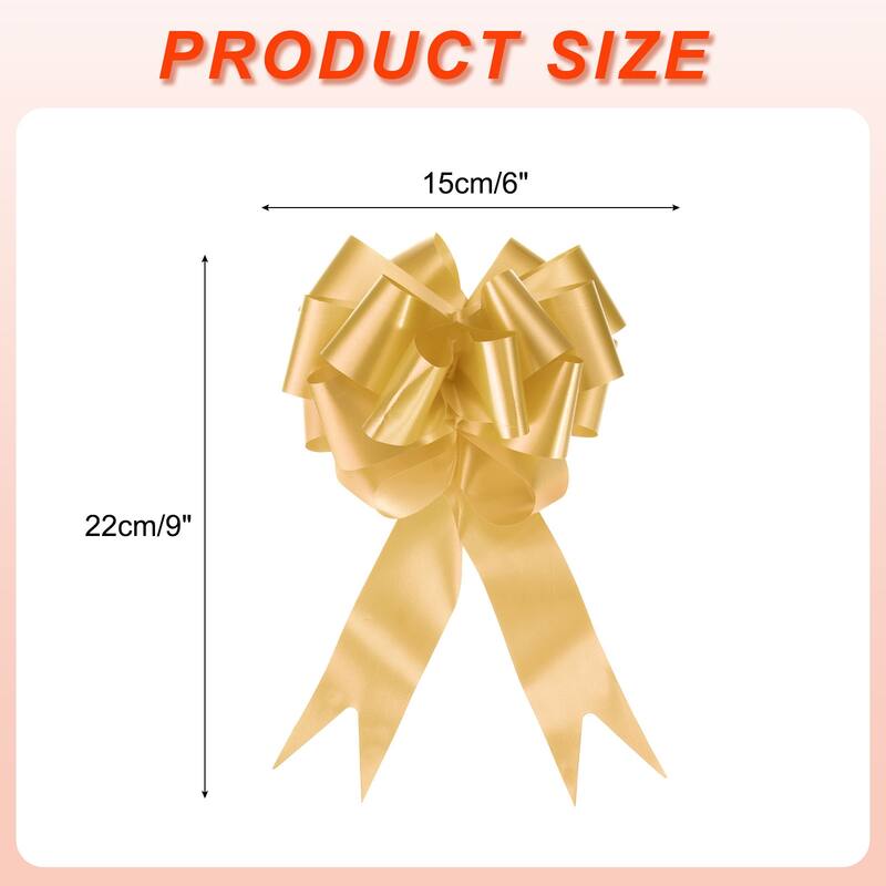 10pcs Large Pull Bow Big Gift Wrapping Bows Ribbon for Christmas Bow - Gold - 6 Inch