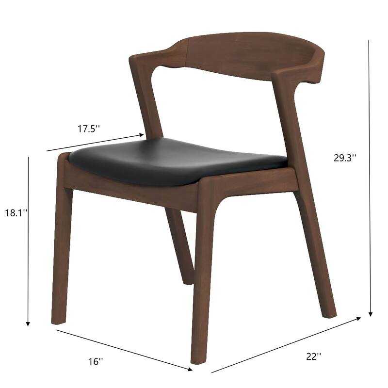 Solid Wood Dining Chair (Set Of 2) - Black,Brown
