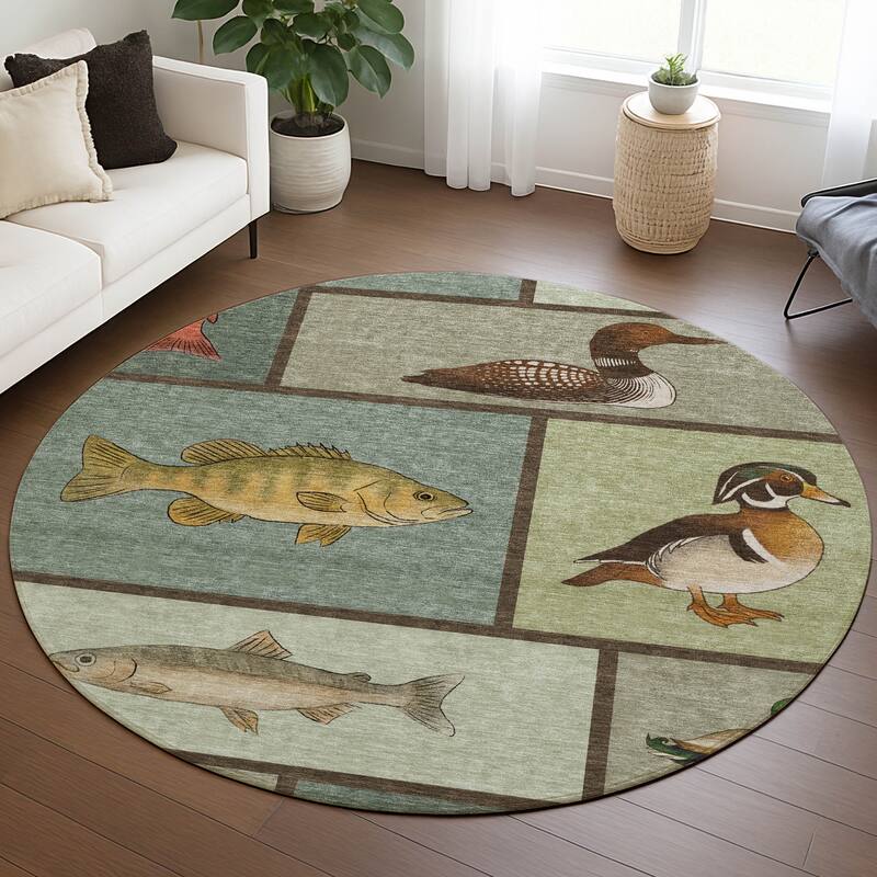 Machine Washable Indoor/ Outdoor Cabin Lodge Chantille Rug