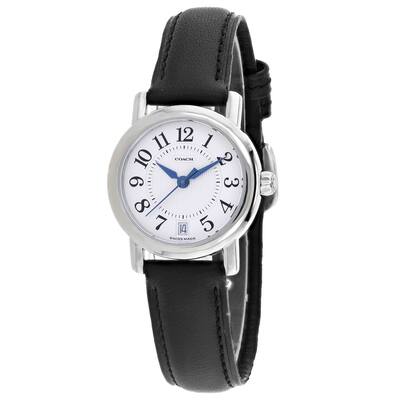 Coach Women's Black Leather Silver Quartz White Dial Watch - 14500084 - 6 (36)