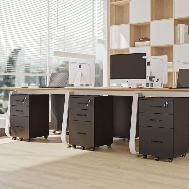 3 Drawer Wood Mobile File Cabinet