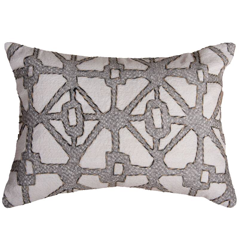 Rizzy Collection Natural Geometric Modern Throw Pillow - Cover Only - Grey