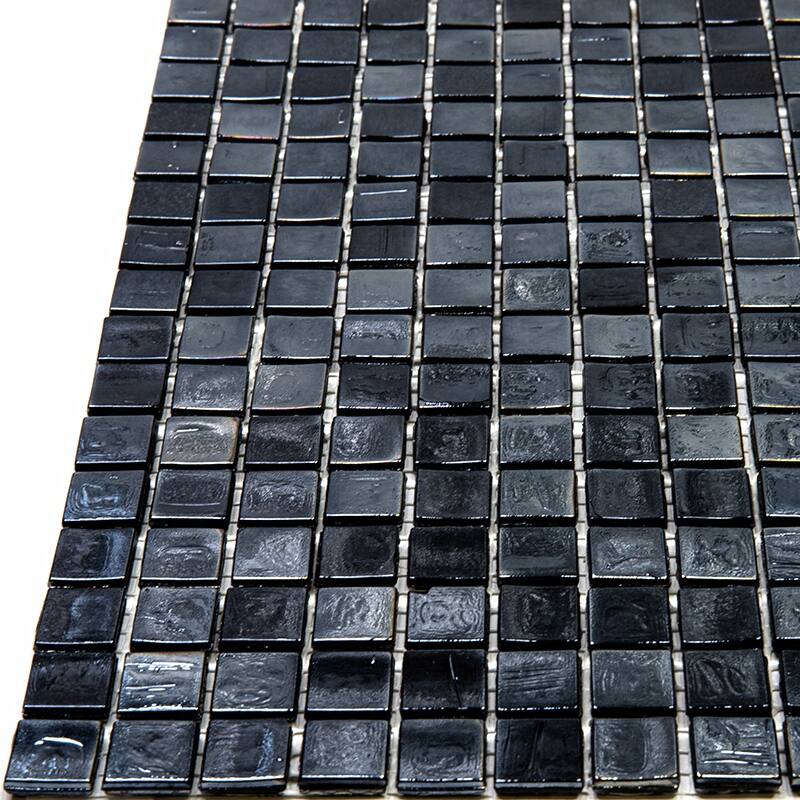 Apollo tile 12" x 12" Skosh Glossy Rich Black Glass Tile (18.69 sq ft/case) - 20 Pack