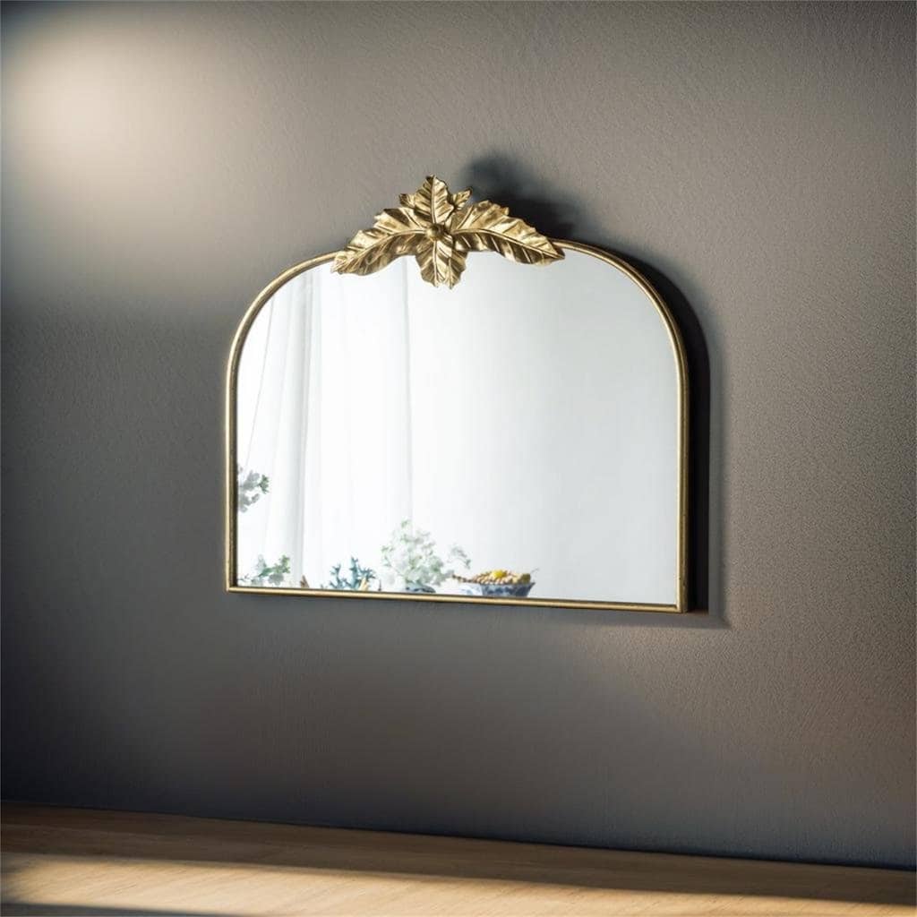 Gold Arched Mirror with Metal Frame