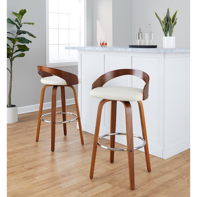 Carson Carrington Stavanger 30" Fixed-Height Bar Stool with Bent Wood Legs & Round Footrest (Set of 2)