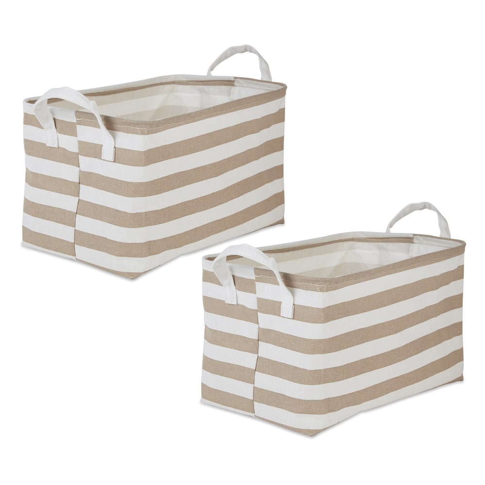 Cotton Polyester Laundry Bin Stripe Rectangle (Set of 2)