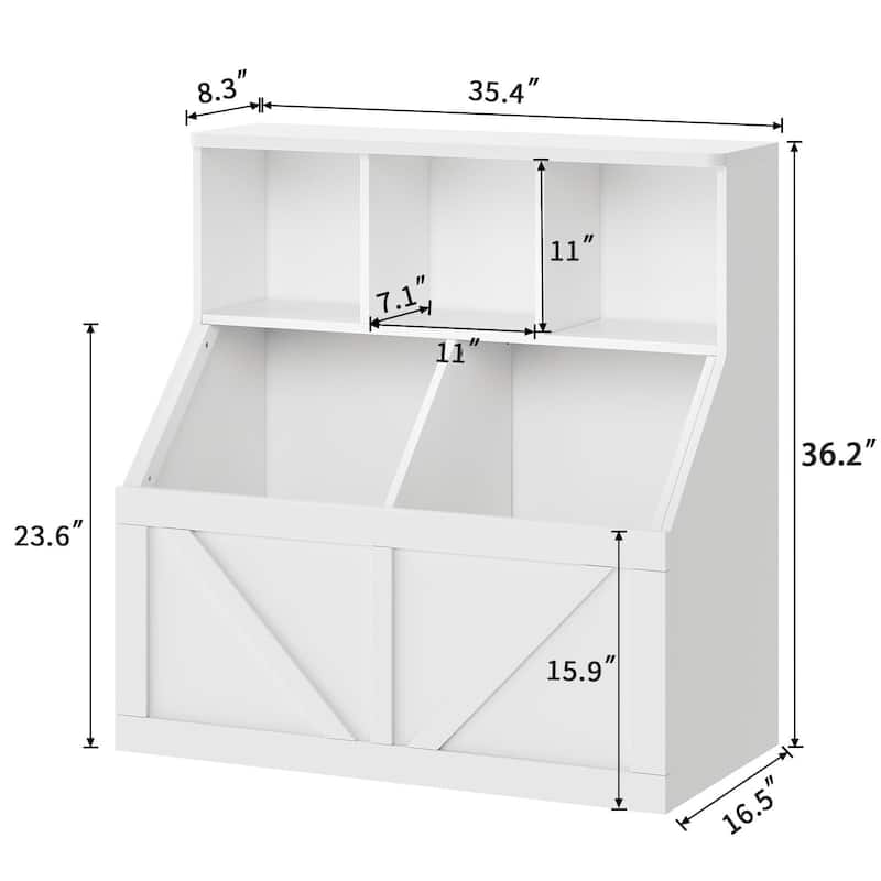 Kids Bookshelf and Toy Storage, Toy Storage Organizer with Storage Cabinet and Toy Shelf, Toddler Book Shelf