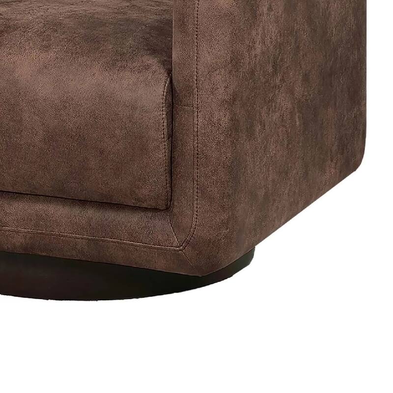 Wade Swivel Armchair, Square Frame, Walnut Brown Faux Leather