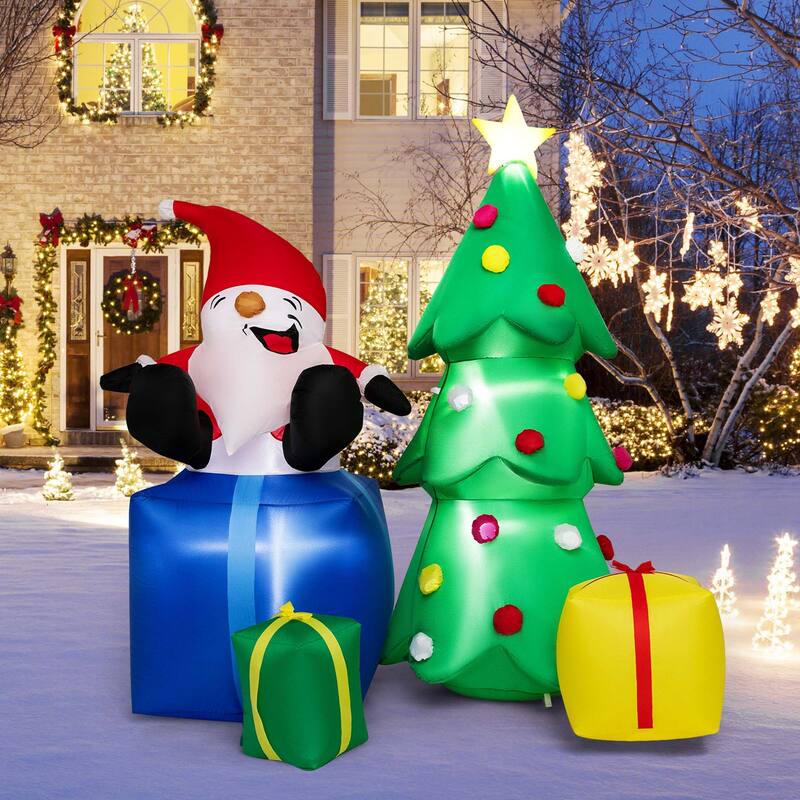 Costway 7 FT Inflatable Christmas Lighted Santa Claus & Christmas Tree - See Details - Green/Red/White/Black/Blue/Yellow