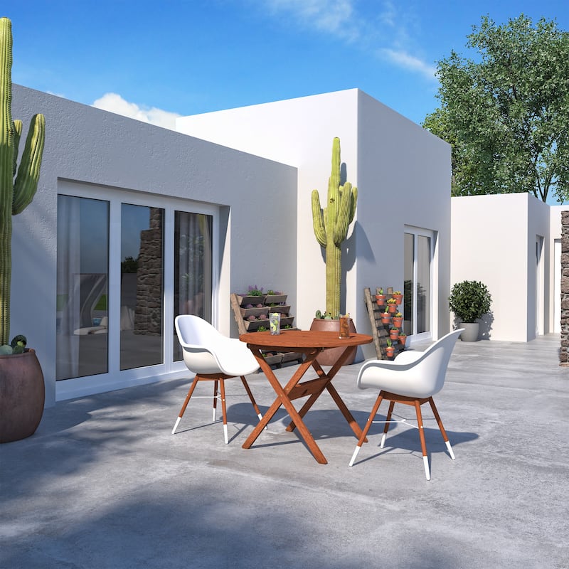 Amazonia Newberg 3-Piece Eucalyptus Wood Patio Dining set - White