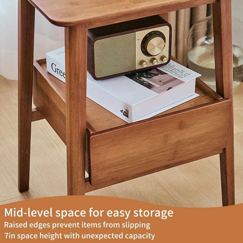 Bamboo Modern Nightstand - Natural - No Drawers