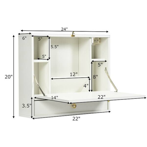 Gymax White Wall Mounted Folding Laptop Desk Hideaway Organizer On Sale Overstock 29072994
