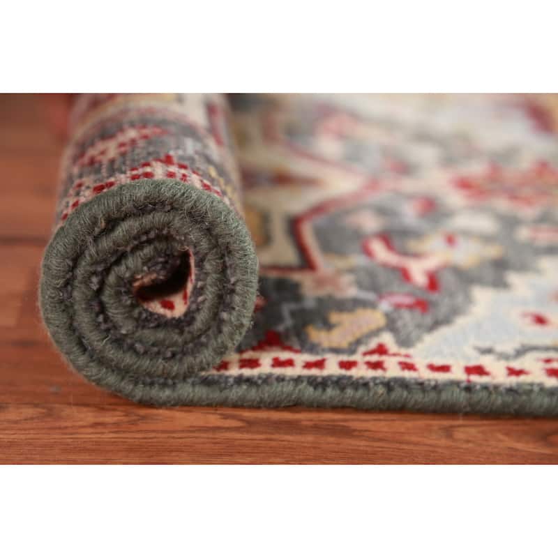 Hand Knotted Oriental 100% Wool Carpet Traditional Medallion Greys & Charcoal Kazak Area Rug - 3' 0'' X 2' 0''