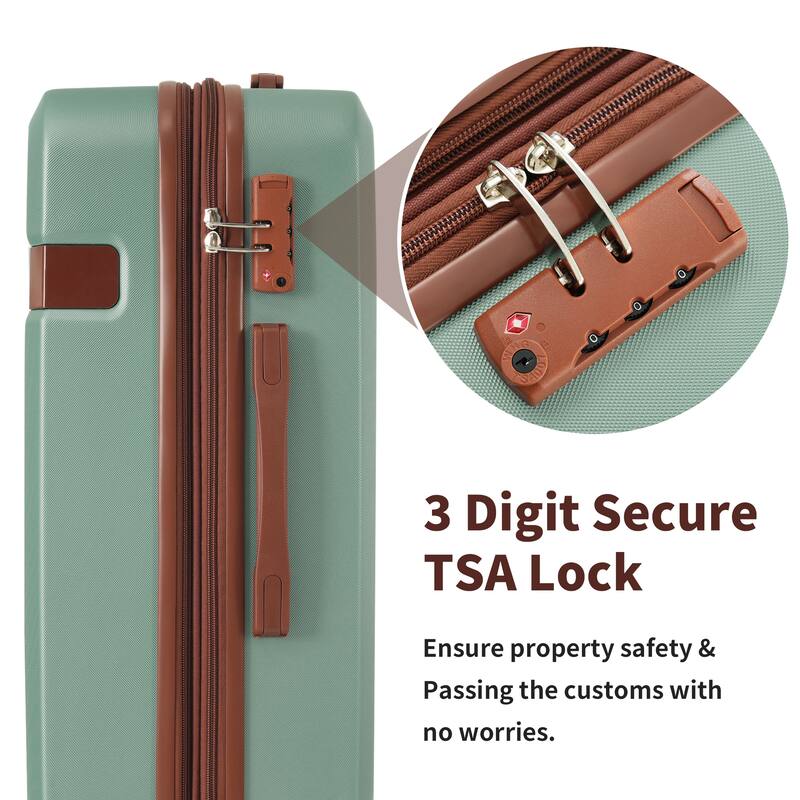 4 Piece ABS Expanable Spinner Wheels Lightweight Luggage Set w/TSA Lock and Compression Packing Cubes