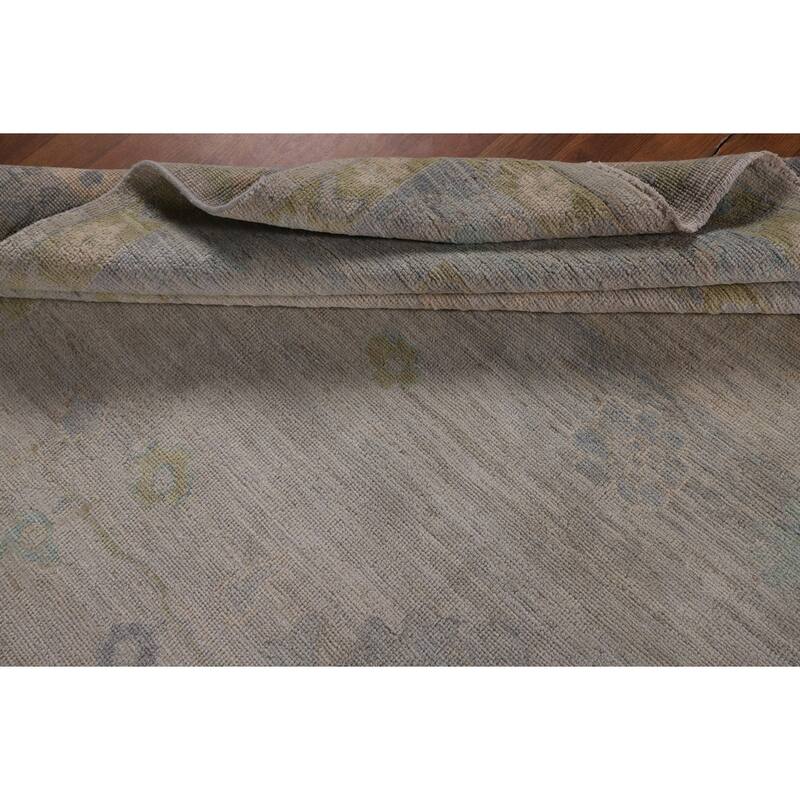 Vegetable Dye Oushak Oriental Area Rug Hand-Knotted Grey Wool Carpet - 8'11"x 11'8"