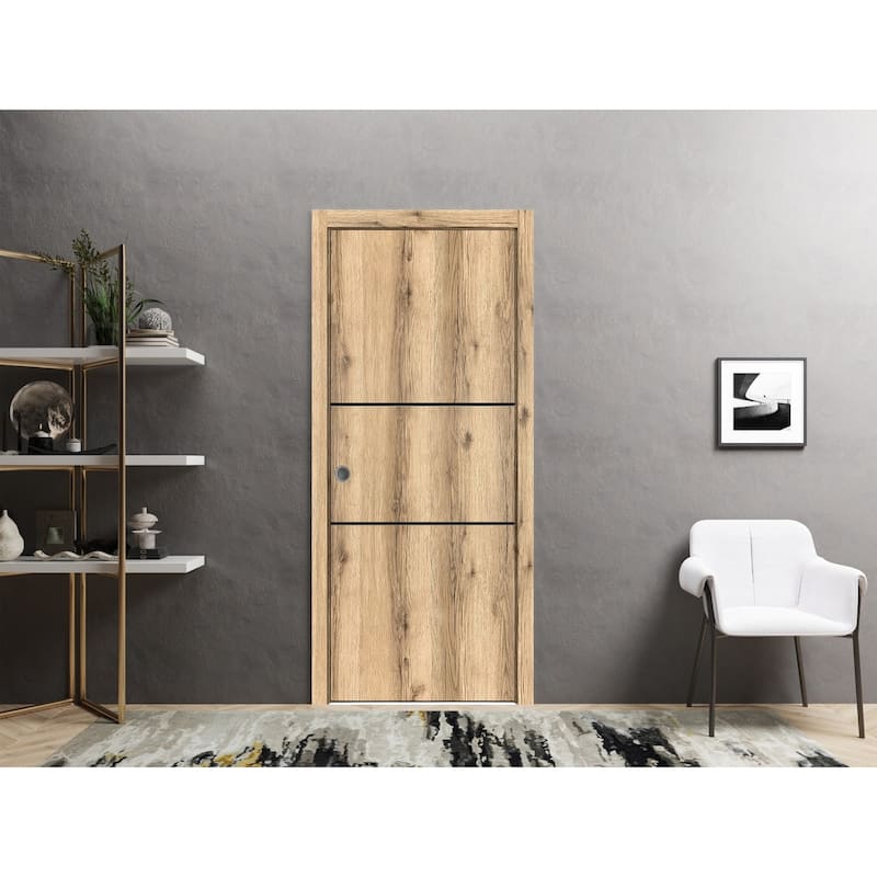 Slab Barn Door Panel 18 x 80 Planum 0014 Oak with Sturdy Finished