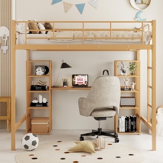 Multifunctional Design Full Size Loft bed with Built-in Desk