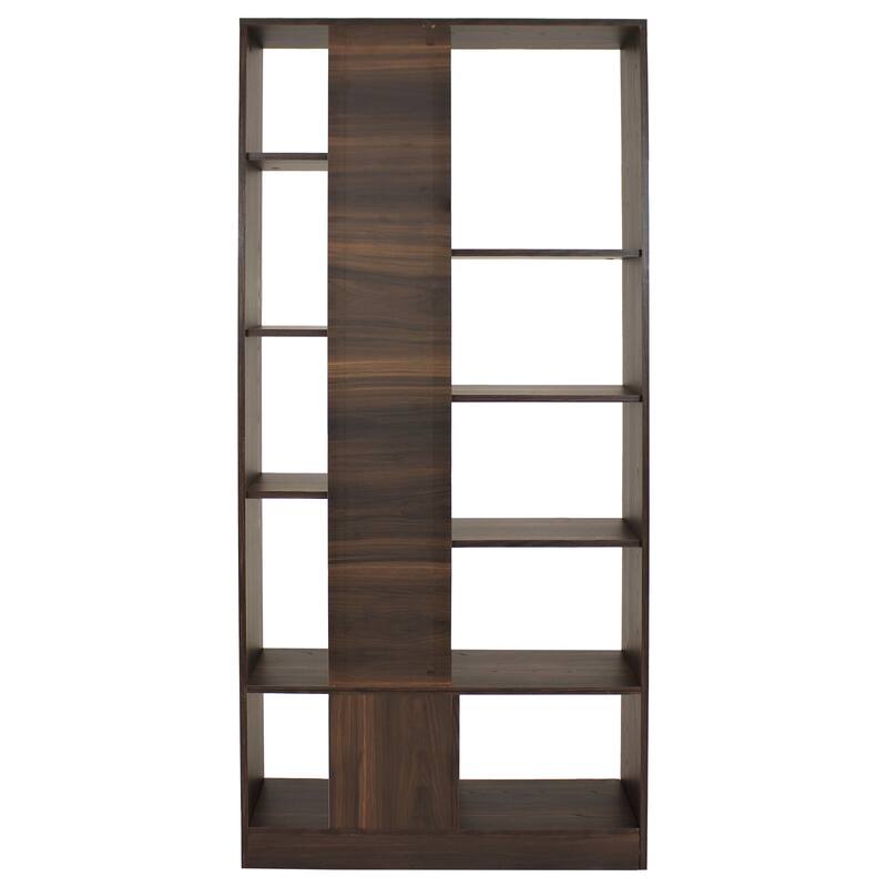 Sunnydaze Rosalee 9-Tier Open Bookshelf with Staggered Shelves