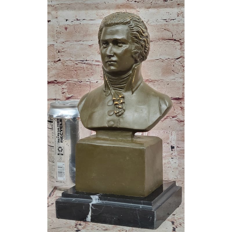 Imitative Wolfgang Amadeus Mozart Bronze Bust Sculpture On Marble Base