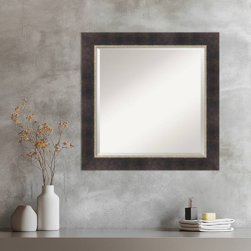 Odin Antique Bronze Beveled Wood Framed Wall Mirror - Odin Antique Bronze