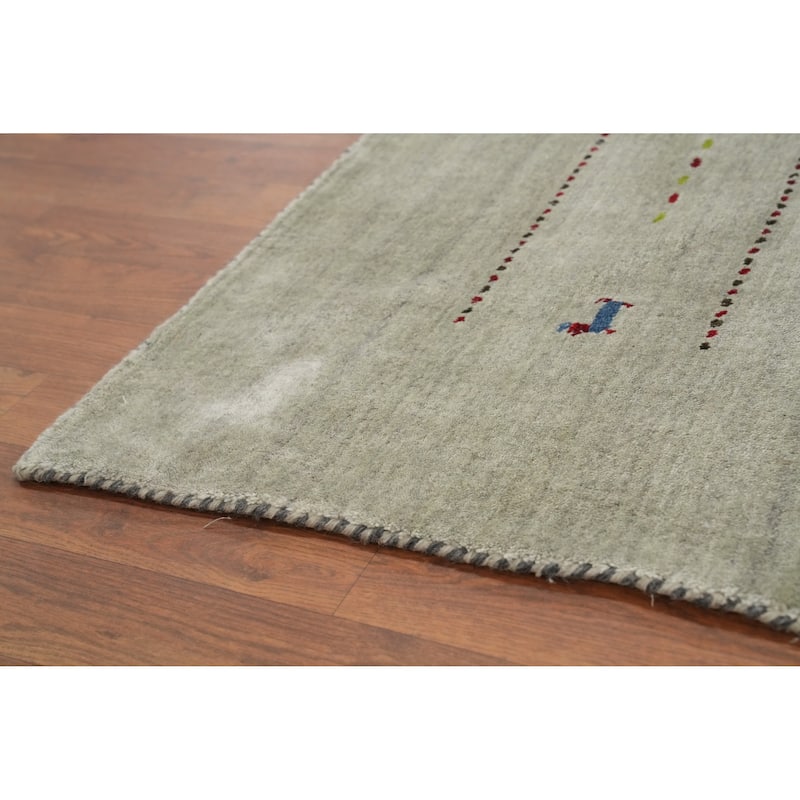 Hand Knotted Oriental 100% Wool Carpet Tribal Animal Pictorial Green Gabbeh Area Rug - 11' 11'' X 11' 10''