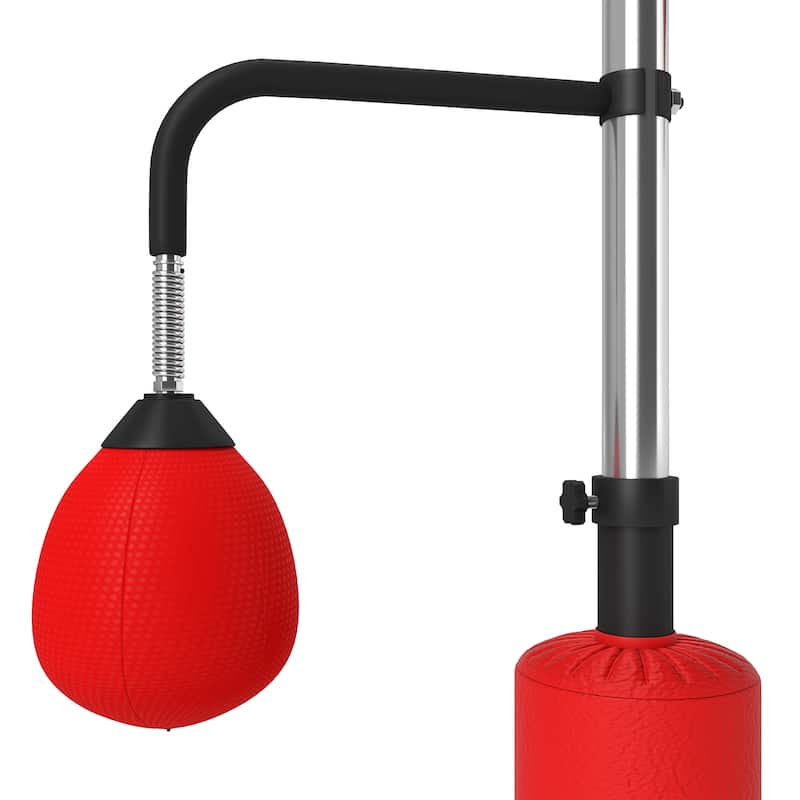 Soozier 4-in-1 Punching Bag for Adults, Boxing Training Equipment with 360° Relax Bar, Adjustable Height, Red