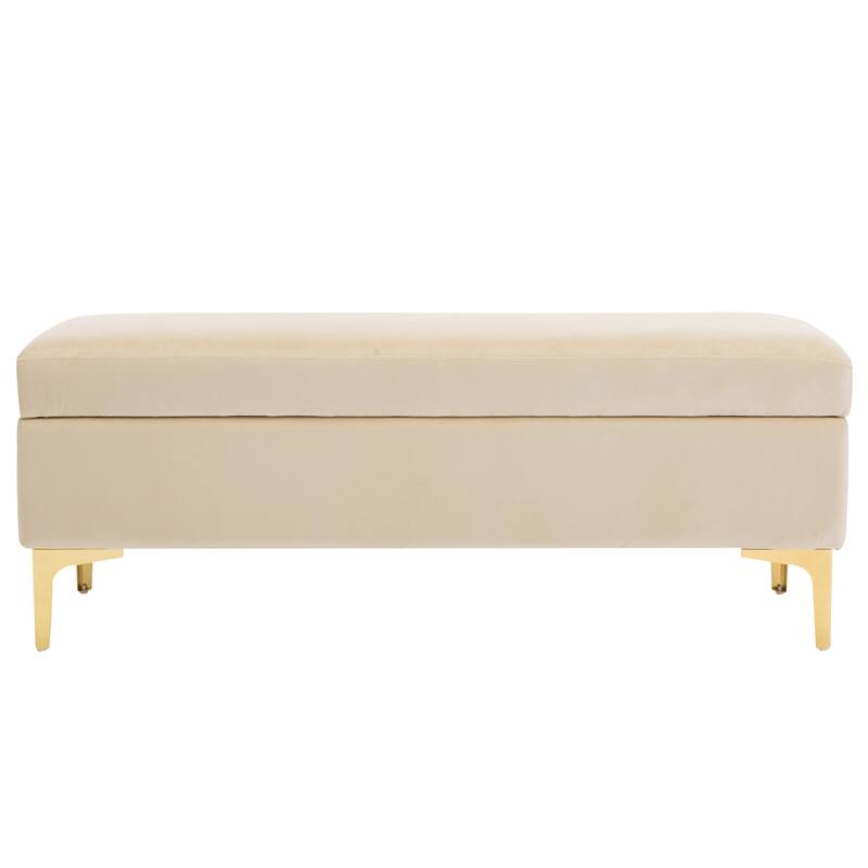 Velvet Rectangular Storage Ottoman Bench Upholstered Foot Stool