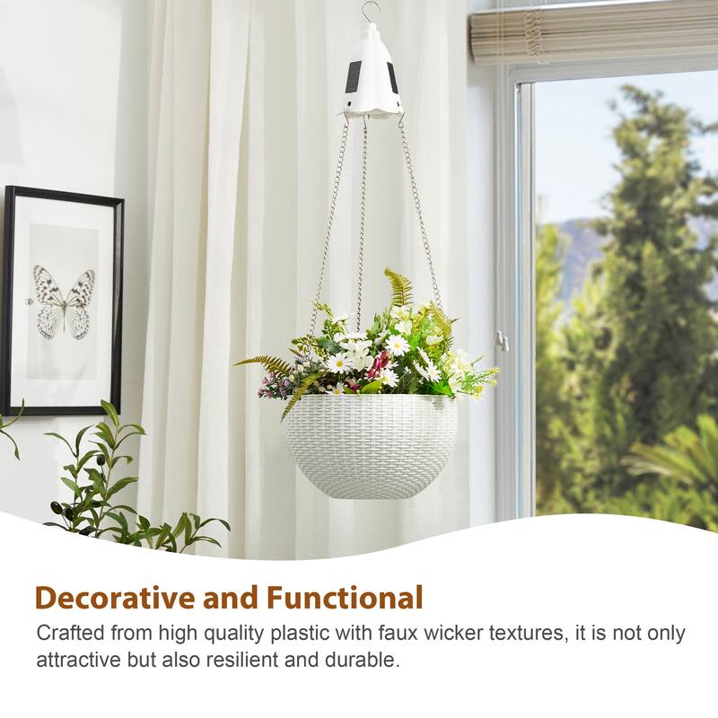 Baimuru 30-inch Height Solar Lighted Hanging Plastic Planter by Havenside Home