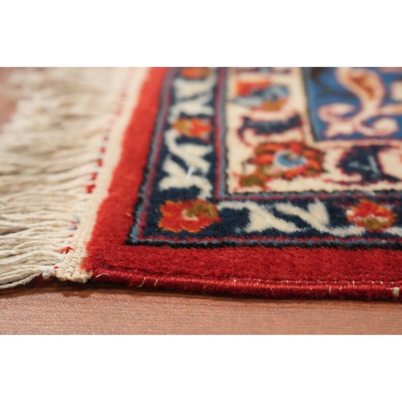 Hand Knotted Oriental 100% Wool Carpet Traditional Floral Red Isfahan Area Rug - 9' 9'' X 7' 6''