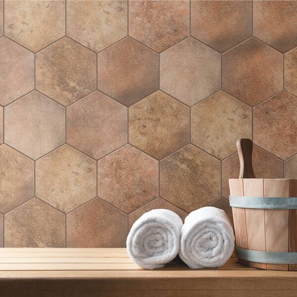 slide 2 of 11, Merola Tile Abadia Hex Natural 8.63" x 9.86" Porcelain Floor and Wall Tile