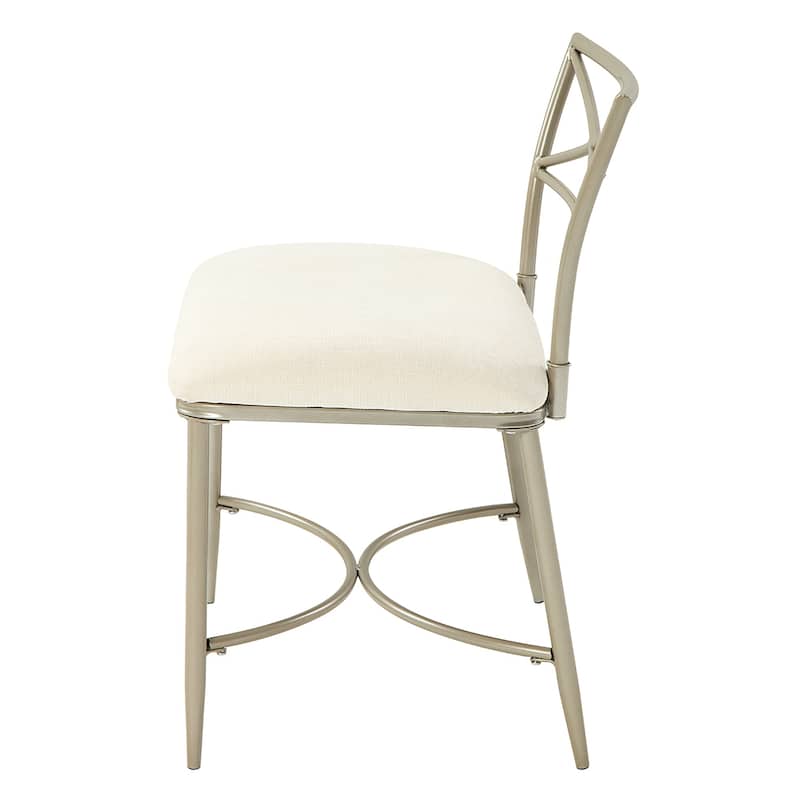 Azalea Park Champagne Gold Upholstered Iron Vanity Bench - Champagne Gold & Creamy White - 24.41 W x 19.29 D x 30.71 H"