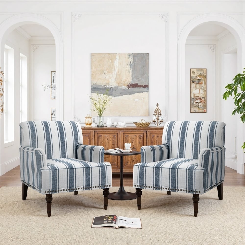 Modern Striped Accent Chairs with Arms