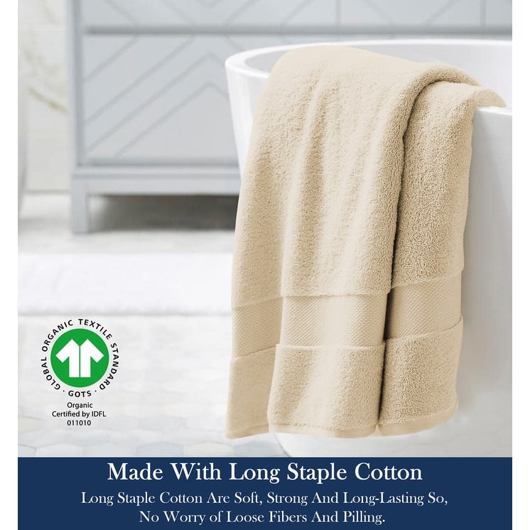 Delara Organic Cotton Luxuriously Plush Bath Towel, GOTS & OEKO-TEX Certified, 650 GSM Long Staple, Quick Dry & Ultra-Absorbent