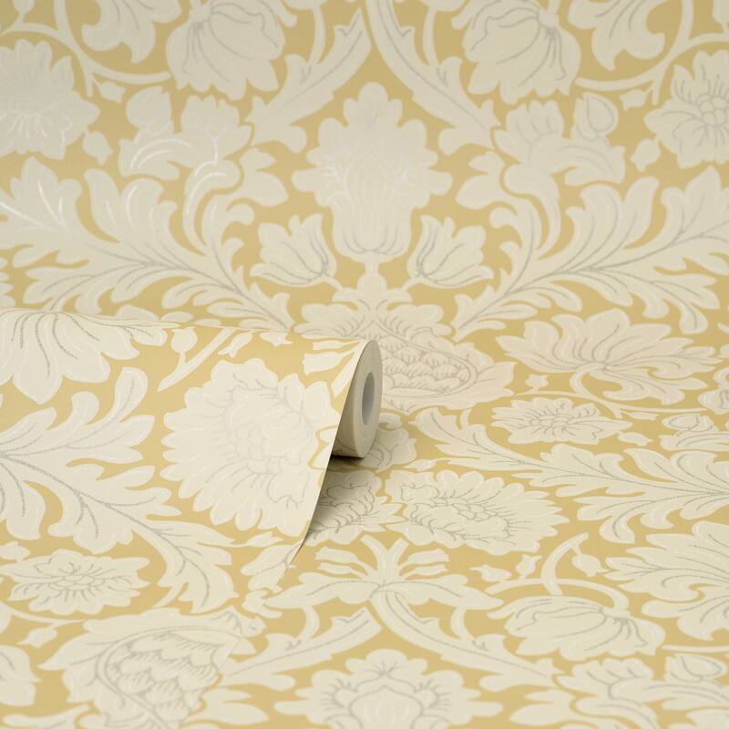 Brewster Bamburg Mustard Floral Wallpaper