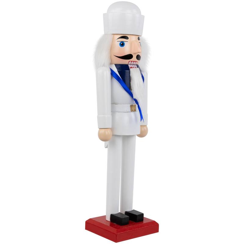 14" White and Blue Navy Sailor Christmas Nutcracker